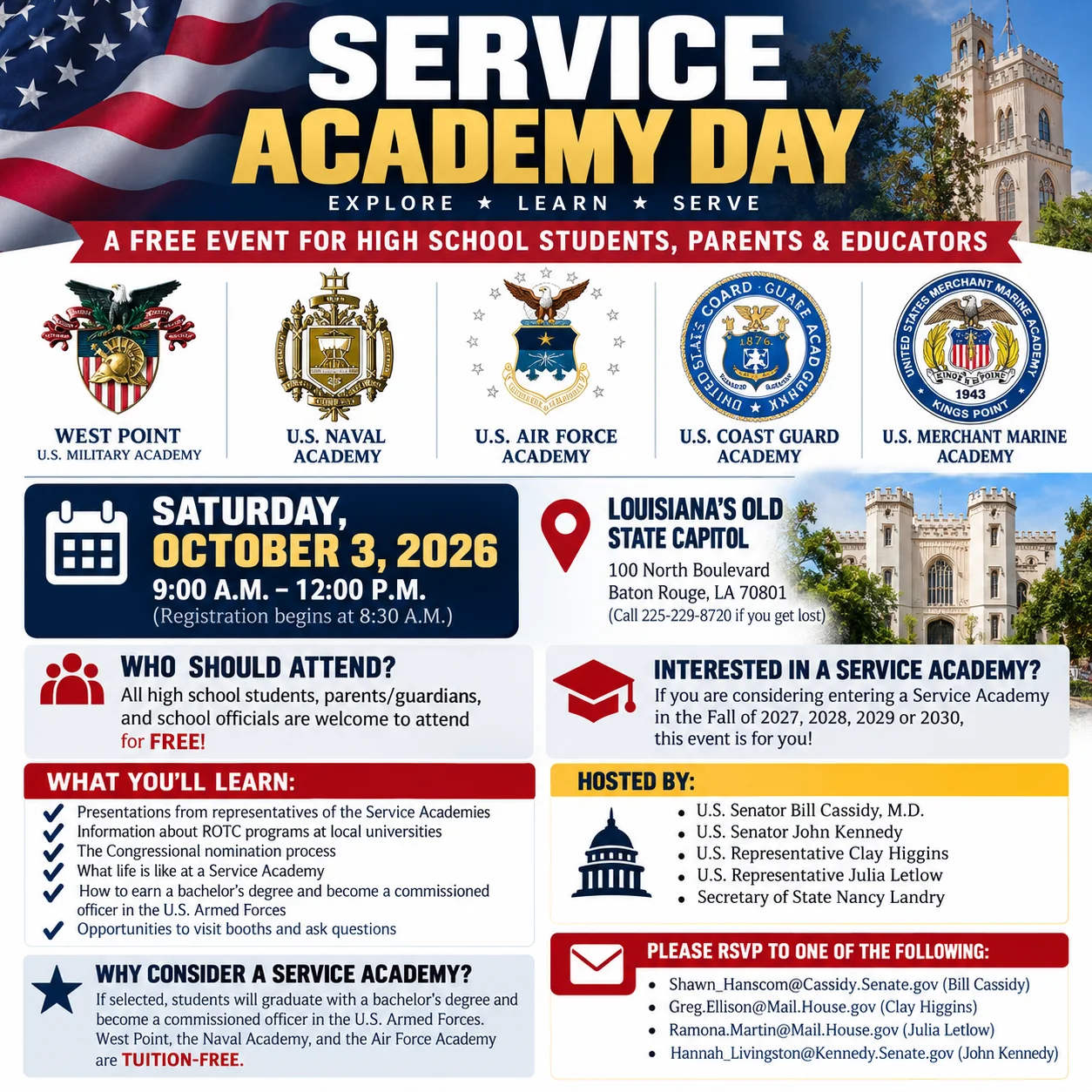 Flyer for 2026 Service Academy Day
